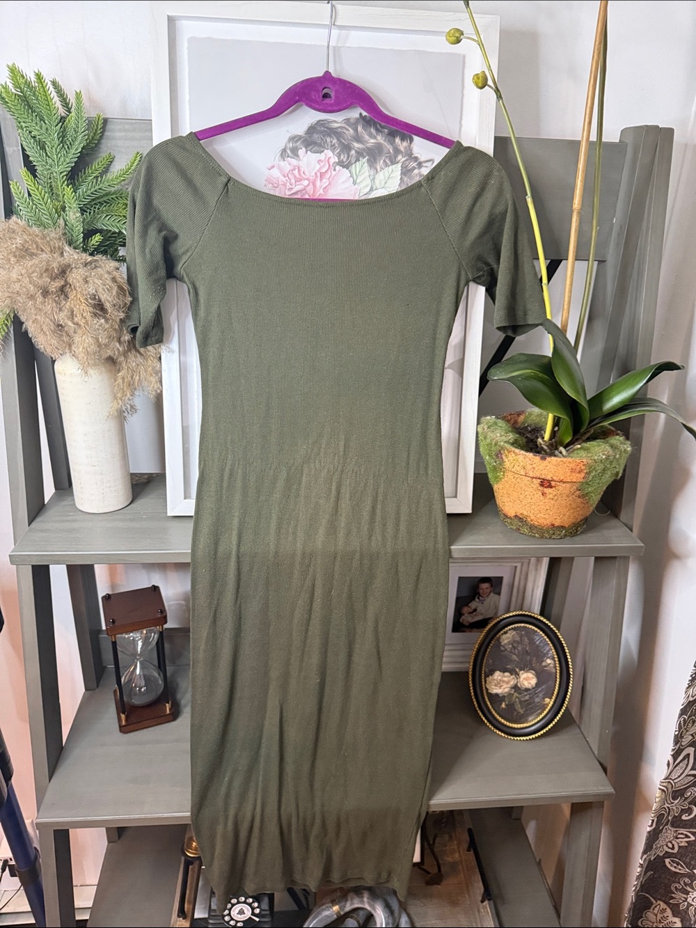 Heart Hips Olive Green Maxi Knit Dress